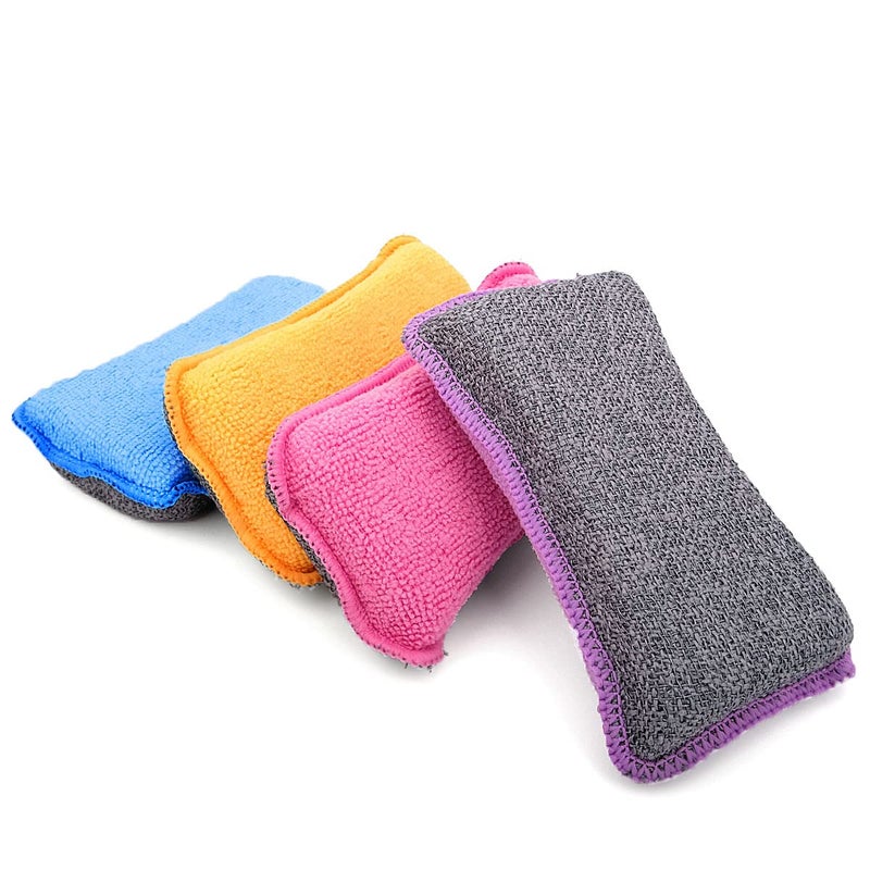 UPSTAR Kitchen Sponges for Dishes, Microfiber Cleaning Scrubber, Non-Scratch Scrubbies for Dishwashing and Bathroom, Size L Pack of 4 - Image 2